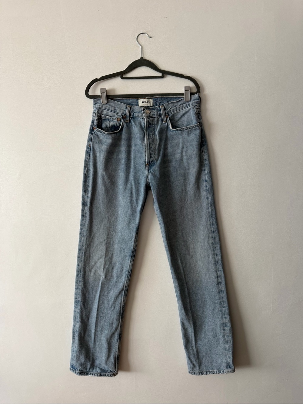 Agolde Lana Light Wash Riptide Button-Fly 90’s inspired straight leg jeans 28